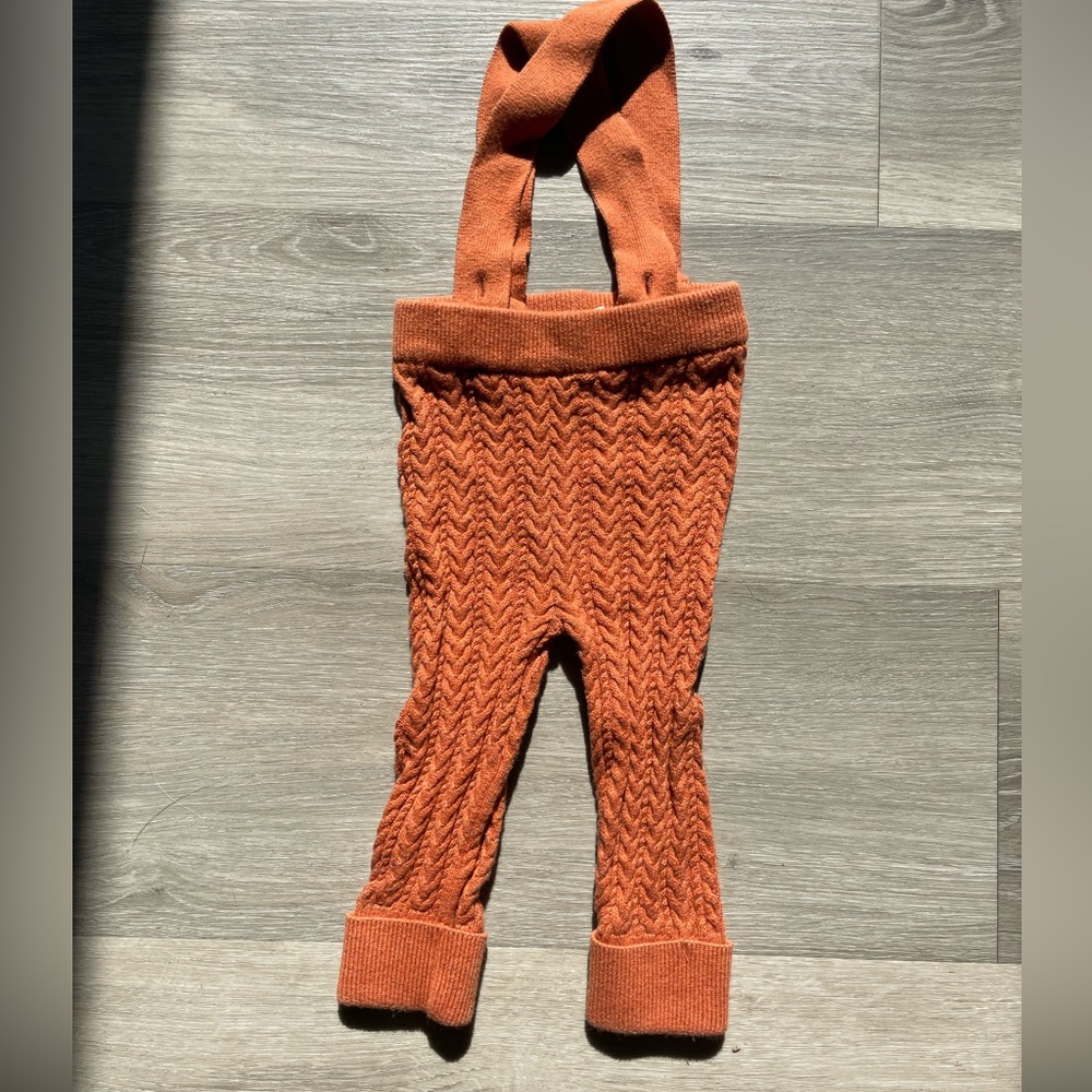 Rust Orange Knit Baby Overalls